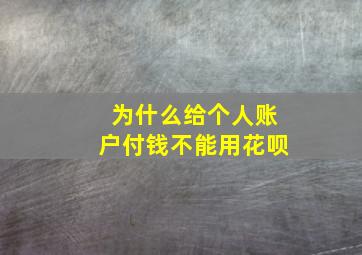 为什么给个人账户付钱不能用花呗