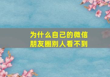 为什么自己的微信朋友圈别人看不到