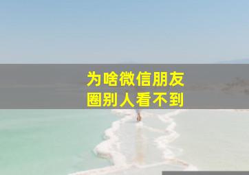 为啥微信朋友圈别人看不到