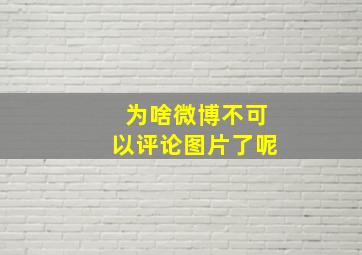 为啥微博不可以评论图片了呢