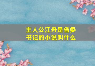 主人公江舟是省委书记的小说叫什么