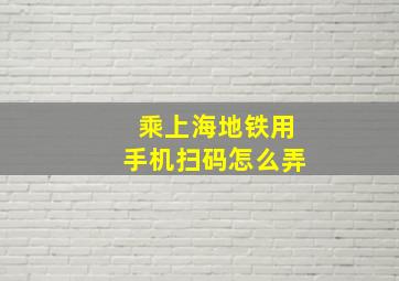 乘上海地铁用手机扫码怎么弄