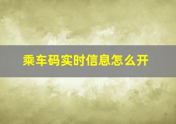 乘车码实时信息怎么开