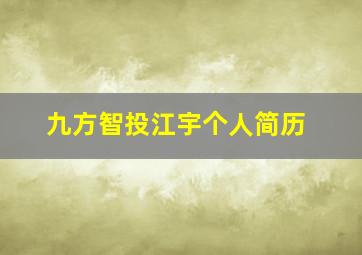 九方智投江宇个人简历