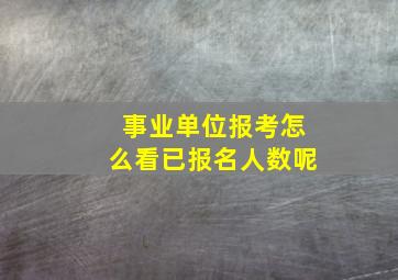 事业单位报考怎么看已报名人数呢