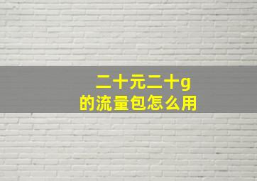 二十元二十g的流量包怎么用