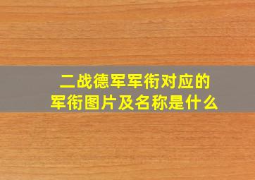 二战德军军衔对应的军衔图片及名称是什么