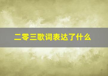 二零三歌词表达了什么