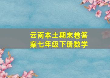 云南本土期末卷答案七年级下册数学