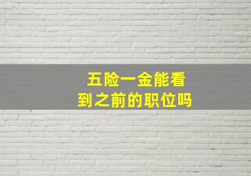 五险一金能看到之前的职位吗