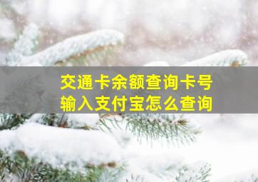 交通卡余额查询卡号输入支付宝怎么查询