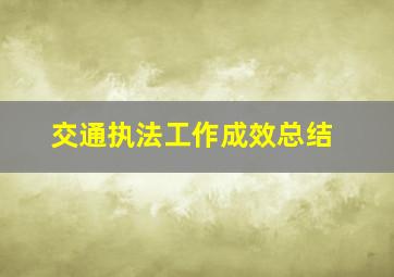 交通执法工作成效总结