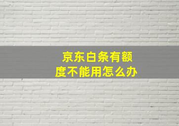 京东白条有额度不能用怎么办