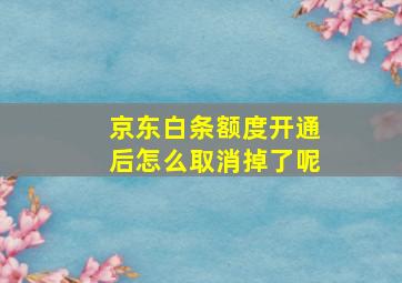 京东白条额度开通后怎么取消掉了呢