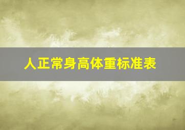 人正常身高体重标准表