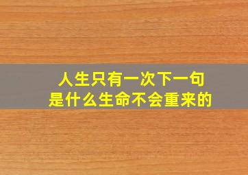 人生只有一次下一句是什么生命不会重来的