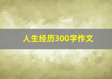 人生经历300字作文