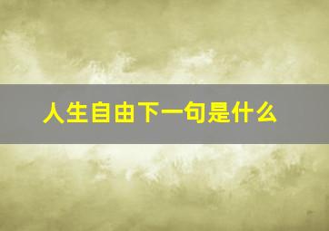 人生自由下一句是什么