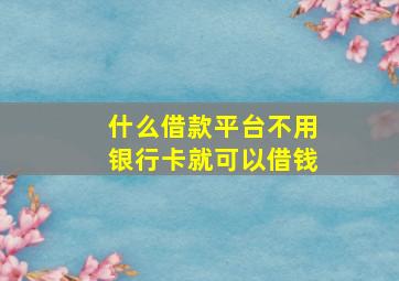 什么借款平台不用银行卡就可以借钱