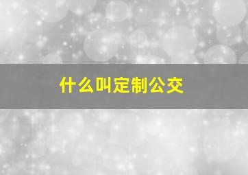 什么叫定制公交