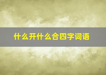 什么开什么合四字词语