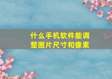 什么手机软件能调整图片尺寸和像素