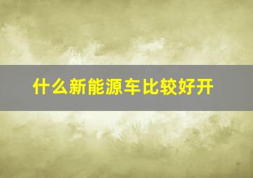 什么新能源车比较好开