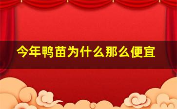 今年鸭苗为什么那么便宜