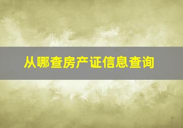 从哪查房产证信息查询