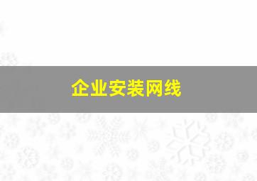 企业安装网线