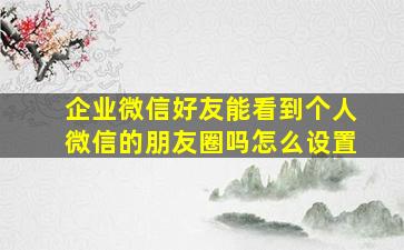 企业微信好友能看到个人微信的朋友圈吗怎么设置