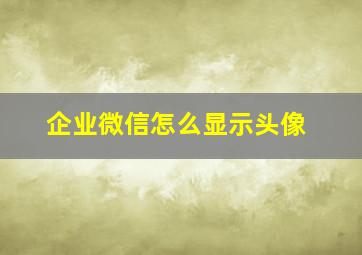 企业微信怎么显示头像