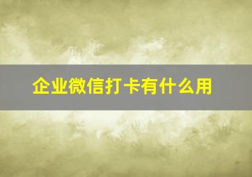 企业微信打卡有什么用