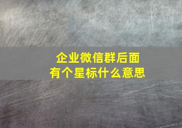 企业微信群后面有个星标什么意思