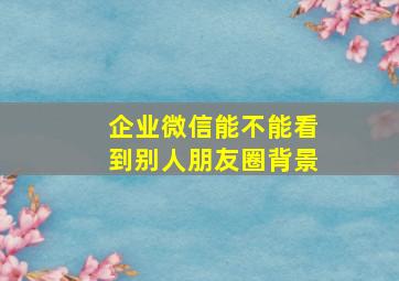 企业微信能不能看到别人朋友圈背景