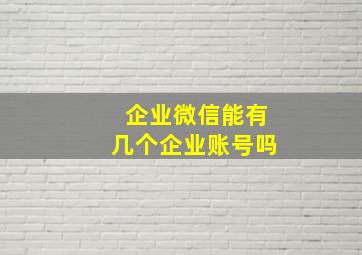 企业微信能有几个企业账号吗