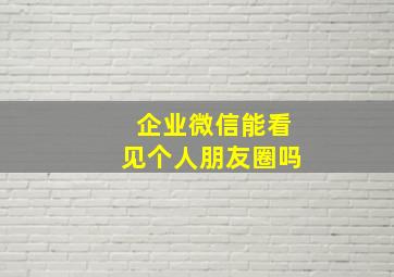 企业微信能看见个人朋友圈吗