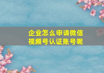 企业怎么申请微信视频号认证账号呢