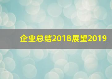 企业总结2018展望2019