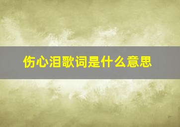 伤心泪歌词是什么意思