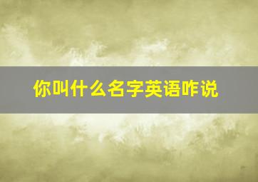 你叫什么名字英语咋说