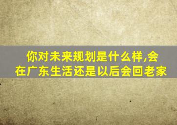 你对未来规划是什么样,会在广东生活还是以后会回老家