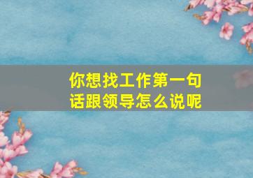 你想找工作第一句话跟领导怎么说呢