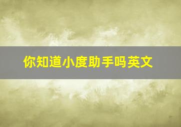 你知道小度助手吗英文