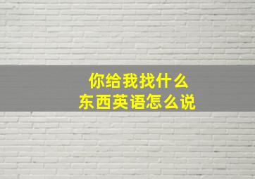 你给我找什么东西英语怎么说