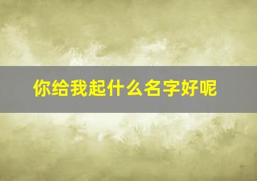 你给我起什么名字好呢