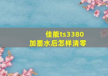 佳能ts3380加墨水后怎样清零