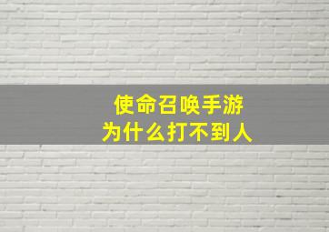 使命召唤手游为什么打不到人