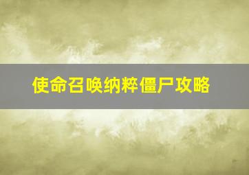 使命召唤纳粹僵尸攻略