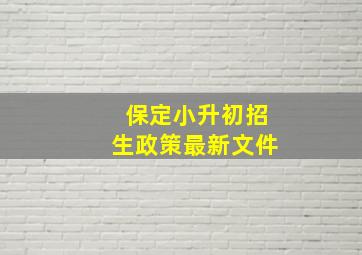 保定小升初招生政策最新文件